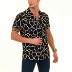 Animal Print Men's Hawaiian Shirt // Black + White (S)