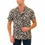 Abstract Print Men's Hawaiian Shirt // Black + White (2XL)