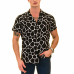 Animal Print Men's Hawaiian Shirt // Black + White (M)