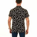 Animal Print Men's Hawaiian Shirt // Black + White (M)