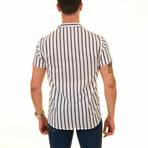 Striped Men's Hawaiian Shirt // Black + White (S)