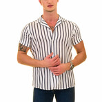 Striped Men's Hawaiian Shirt // Black + White (M)