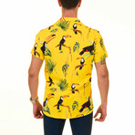 Toucan Print Men's Hawaiian Shirt // Yellow + Green (XL)