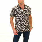 Abstract Print Men's Hawaiian Shirt // Black + White (XL)