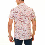 Butterfly Print Men's Hawaiian Shirt // Red + Purple + White (3XL)