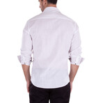 Textured Long Sleeve Button-Up Shirt // White (XL)