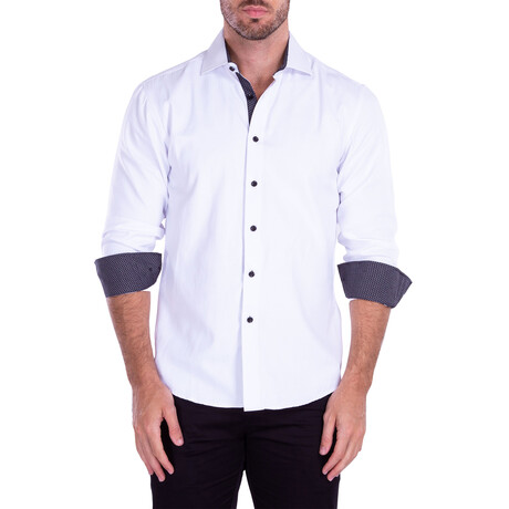 Solid Long Sleeve Button-Up Shirt // White (XS)