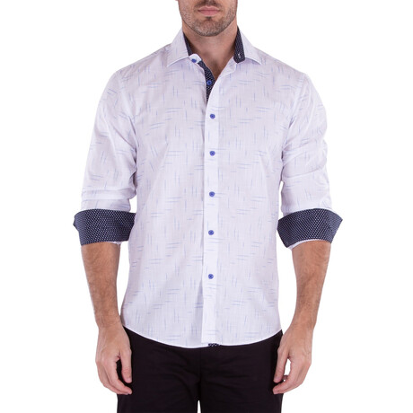 Hatch Mark Long Sleeve Button-Up Shirt // White (XS)