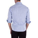 Textured Long Sleeve Button-Up Shirt // Blue (M)
