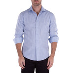 Textured Long Sleeve Button-Up Shirt // Blue (XL)