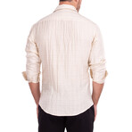 Linen Texture Long Sleeve Button-Up Shirt // Beige (2XL)