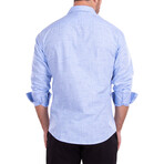 Hatch Mark Long Sleeve Button-Up Shirt // Blue (2XL)