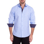 Hatch Mark Long Sleeve Button-Up Shirt // Blue (3XL)