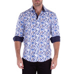 Floral Print Long Sleeve Button-Up Shirt // White (2XL)
