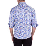 Floral Print Long Sleeve Button-Up Shirt // White (L)