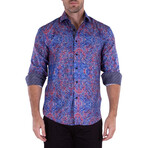 Kaleidoscope Print Long Sleeve Button-Up Shirt // Navy (S)