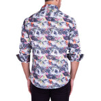 Multicolor Long Sleeve Button-Up Shirt // White (M)
