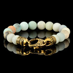 Matte Amazonite Stone + Antiqued Gold Plated Steel Clasp // 8"