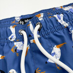 Hot Gulls Swim Shorts // Indigo (L)