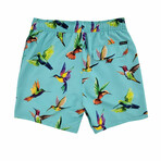 Bird Watch Swim Shorts // Aqua (L)