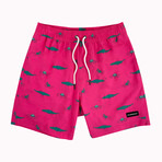 Pinky Alligator Swim Shorts // Pink (XL)