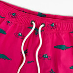 Pinky Alligator Swim Shorts // Pink (2XL)