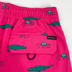 Pinky Alligator Swim Shorts // Pink (S)