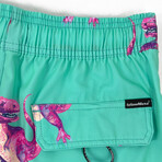 Dinosaur Swim Shorts // Green (S)