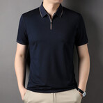 Zip-Up Polo // Navy Blue (S)