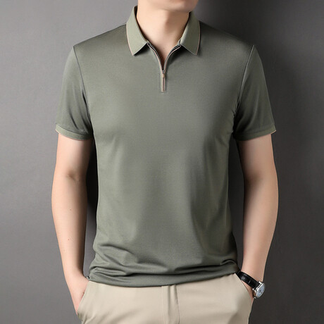 Zip-Up Polo // Army Green (XS)