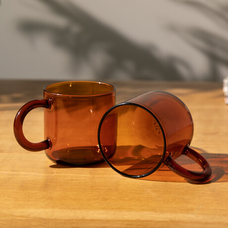 Amber Glass Mugs // Set of 2