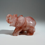 Genuine Polished Strawberry Quartz Elephant Carving