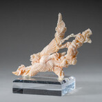 Genuine Angel Skin Coral Hand Carving Peacock and Immortals