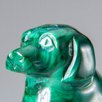 Genuine Polished Malachite Dog Carving