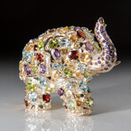 Genuine Sterling Silver Elephant with Gemstones // 107.2g