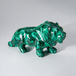 Genuine Polished Malachite Lion Carving // 316.3 g