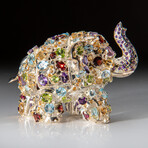 Genuine Sterling Silver Elephant with Gemstones // 107.2g