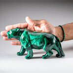 Genuine Polished Malachite Panther Carving