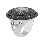 18K Black Gold + 18k White Gold Diamond Ring // Ring Size: 6.75 // New