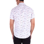 Semi Square Pattern Short Sleeve Button Up Shirt // White (L)