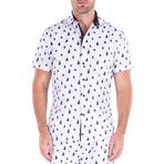 Nautical Short Sleeve Button Up Shirt // White (L)