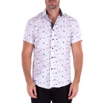 Semi Square Pattern Short Sleeve Button Up Shirt // White (S)