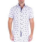 Sailboat Short Sleeve Button Up Shirt // White (S)