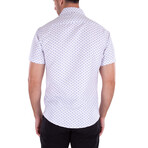 Nautical Dotted Short Sleeve Button Up Shirt // White (L)