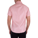 Nautical Dotten Short Sleeve Button Up Shirt // Pink (S)