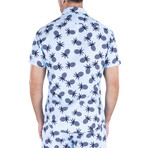 Large Pineapple Short Sleeve Button Up Shirt // Blue (S)
