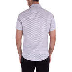 Dotted Pattern Short Sleeve Button Up Shirt // White (3XL)