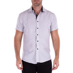 Dotted Pattern Short Sleeve Button Up Shirt // White (L)