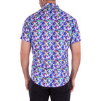 Palm Tree Short Sleeve Button Up Shirt // Multicolor + White (XL)
