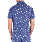 Nautical Short Sleeve Button Up Shirt // Navy (L)
